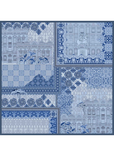 CASHMERE PRINTED SCARF: SEVILLE: BLUE