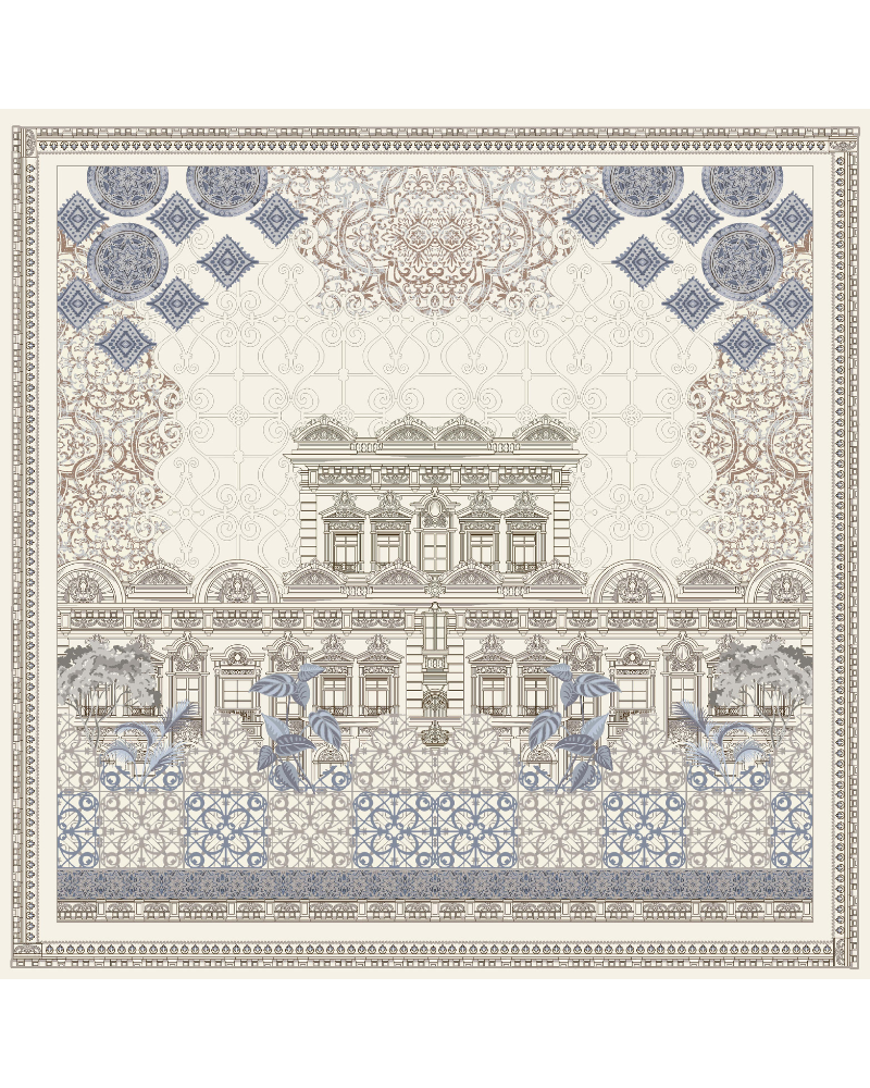 CASHMERE PRINTED SCARF: SEVILLE: IVORY