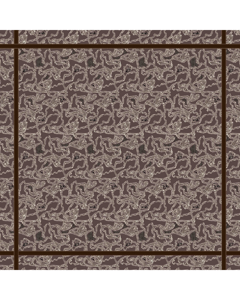 CASHMERE PRINTED SCARF: WELLINGTON: CHOCOLATE