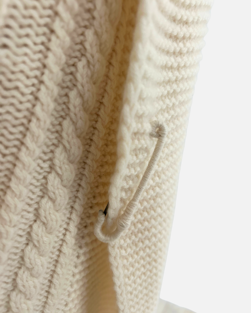 Chunky Knit Cardigan with Cable Knit Design: IVORY