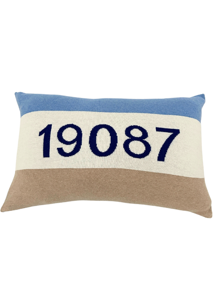 PILLOW 19087, 16" x 24", AZURE-NAVY-BEIGE