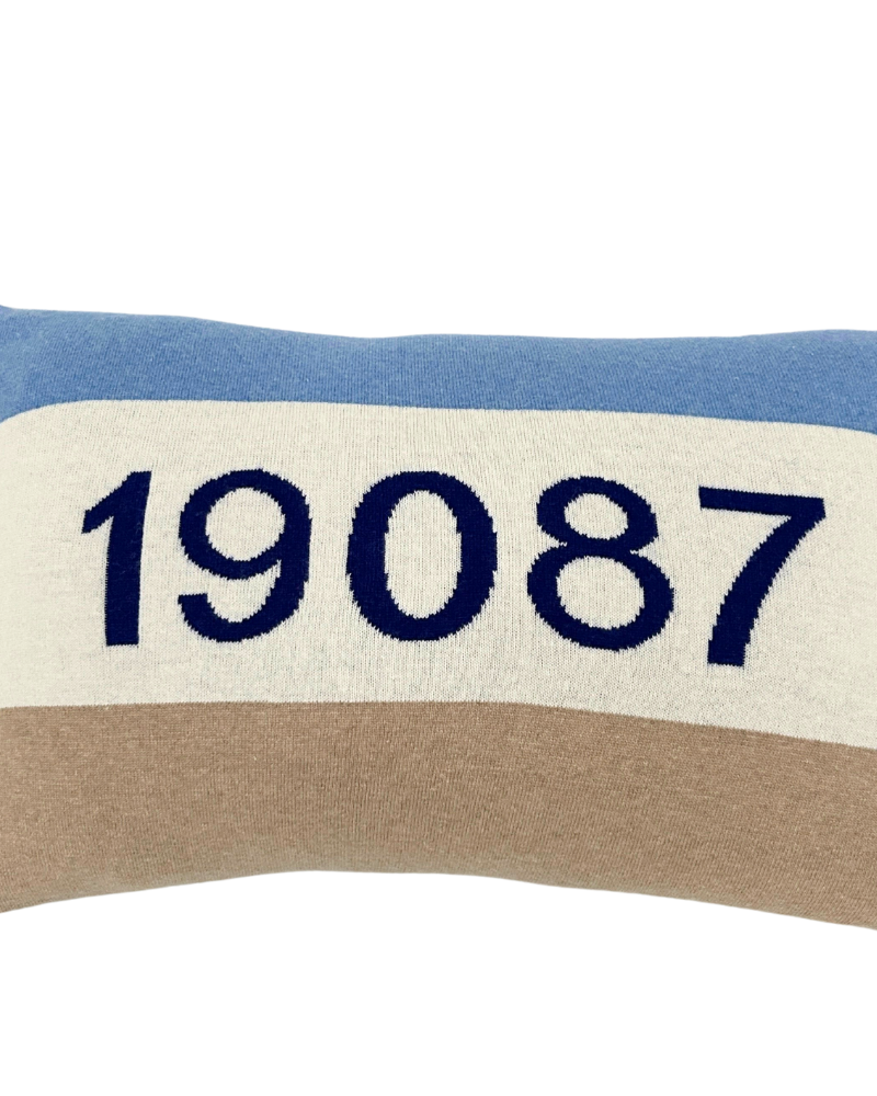 PILLOW 19087, 16" x 24", AZURE-NAVY-BEIGE
