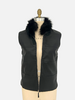 LEATHER VEST WITH FOX COLLAR AND CASHMERE BLACK
