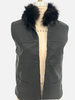 LEATHER VEST WITH FOX COLLAR AND CASHMERE BLACK