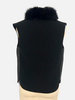 LEATHER VEST WITH FOX COLLAR AND CASHMERE BLACK
