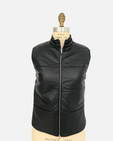 LEATHER VEST W/ TRIM: BLACK