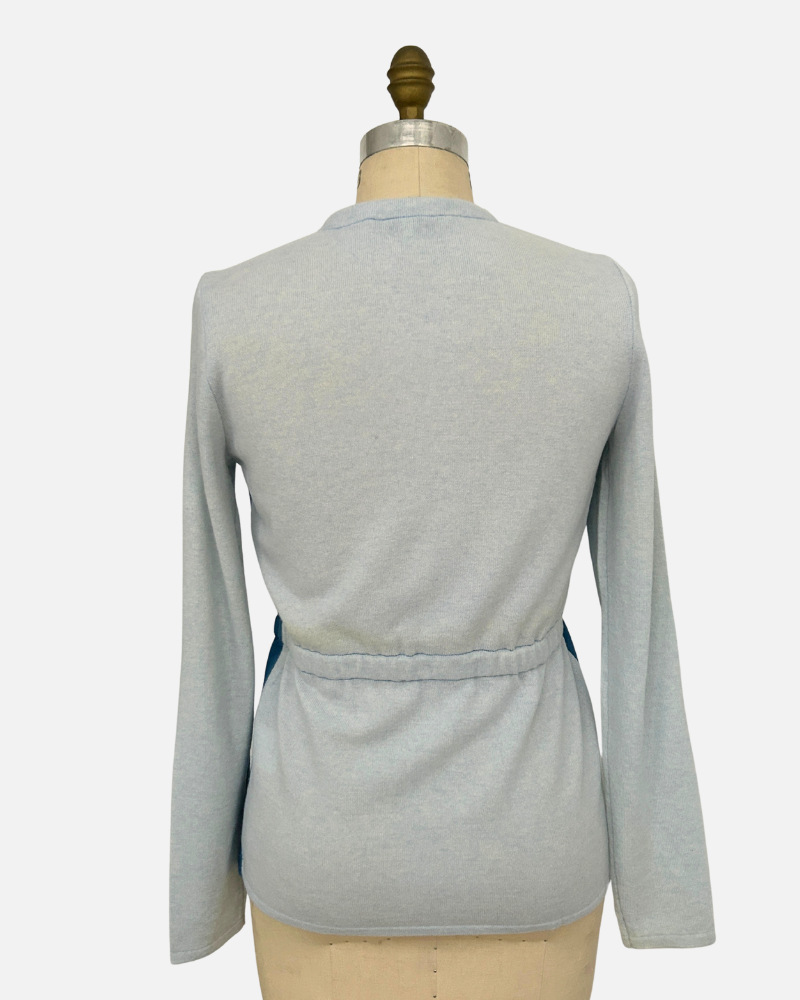 LEATHER FRONT JACKET: LIGHT BLUE