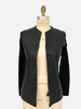 LEATHER FRONT JACKET: BLACK