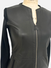 LEATHER FRONT JACKET: BLACK