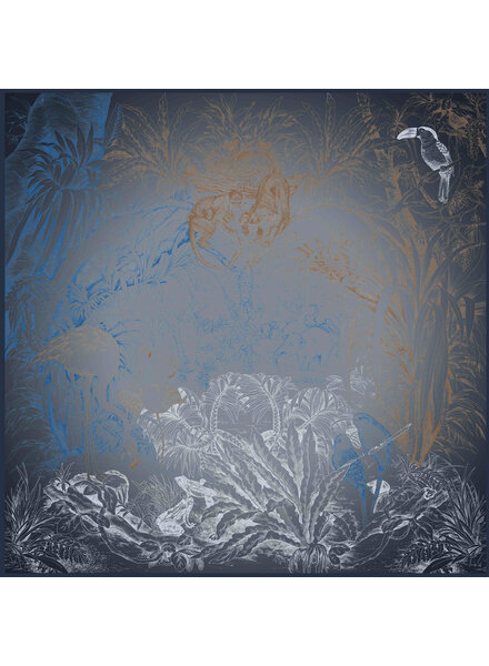 CASHMERE PRINTED PONCHO: SAFARI: BLUE