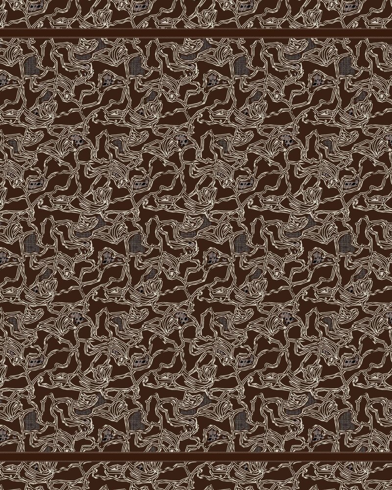 CASHMERE PRINTED SCARF: WELLINGTON: CHOCOLATE