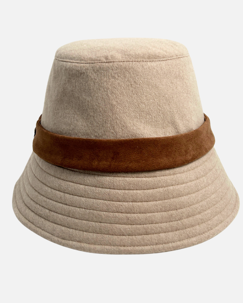 CASHMERE BUCKET HAT: BEIGE