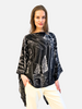 CASHMERE PRINTED PONCHO: MODERN COMO: BLACK