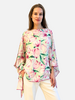 CASHMERE PRINTED PONCHO: TULIPS: AQUA PINK