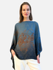 CASHMERE PRINTED PONCHO: SAFARI: BLUE