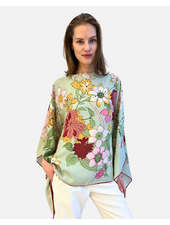 CASHMERE PRINTED PONCHO: COSMO: GREEN