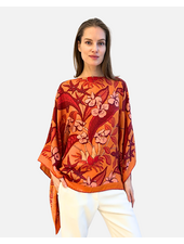 PRINTED CASHMERE PONCHO: ZANZIBAR: ORANGE