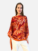 PRINTED CASHMERE PONCHO: ZANZIBAR: ORANGE