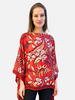 PRINTED CASHMERE PONCHO: ZANZIBAR: RED