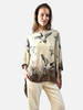 CASHMERE PRINTED PONCHO: DUCK: TAUPE