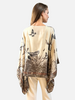 CASHMERE PRINTED PONCHO: DUCK: TAUPE
