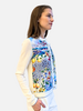 CASHMERE KNITTED CARDIGAN WITH CAPRI PRINT: BLUE