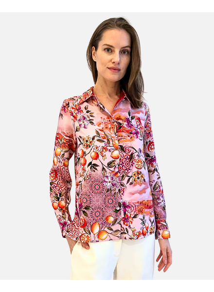 STRAIGHT-CUT SILK SHIRT: CAPRI: PINK