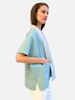 CASHMERE DOUBLE FACE  SHORT SLEEVE  REVERSIBLE JACKET: TURQUOISE-IVORY
