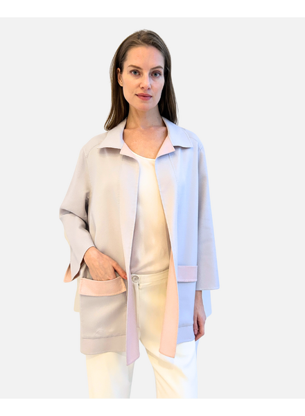 DOUBLE-FACE CASHMERE DUSTER W/ STITCH DETAILS: LILAC-PINK