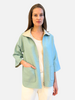 CASHMERE DOUBLE FACE REVERSIBLE JACKET WITH ZIP: TURQ