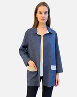 DOUBLE FACE CASHMERE CAPE W/ POCKETS: NAVY