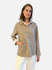 CASHMERE BUTTON DOWN SHIRT JACKET: BEIGE-IVORY
