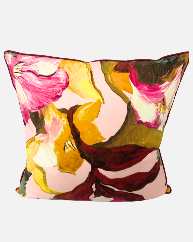 COTTON PILLOW BERGAMO PINK: 21"x21"