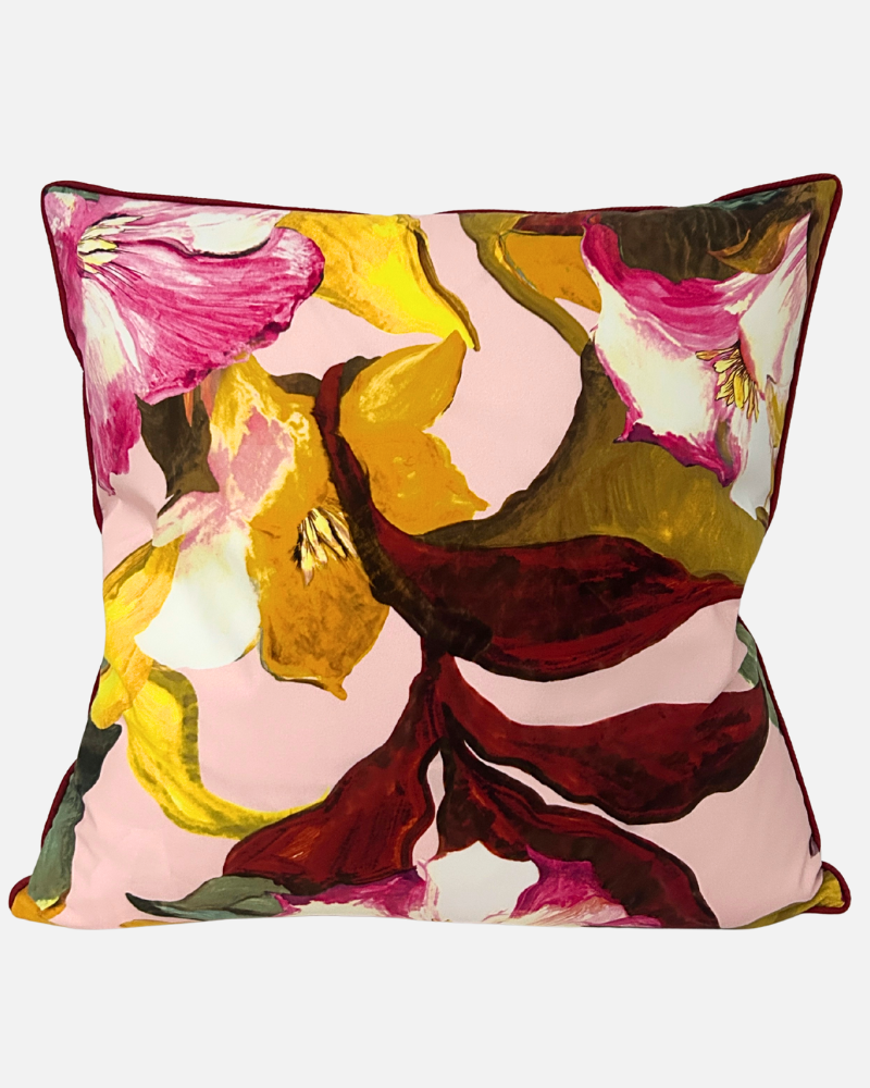 COTTON PILLOW BERGAMO PINK: 21"x21"