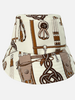 PRINTED SILK BUCKET HAT: BITS: IVORY