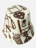 PRINTED SILK BUCKET HAT: BITS: IVORY