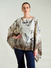 CASHMERE PRINTED PONCHO: DUCK: TAUPE
