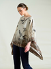 CASHMERE PRINTED PONCHO: DUCK: TAUPE