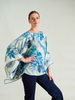 PRINTED CASHMERE PONCHO: BIRDS: TEAL
