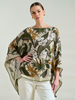 PRINTED CASHMERE PONCHO: ZANZIBAR: BEIGE
