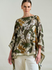 PRINTED CASHMERE PONCHO: ZANZIBAR: BEIGE