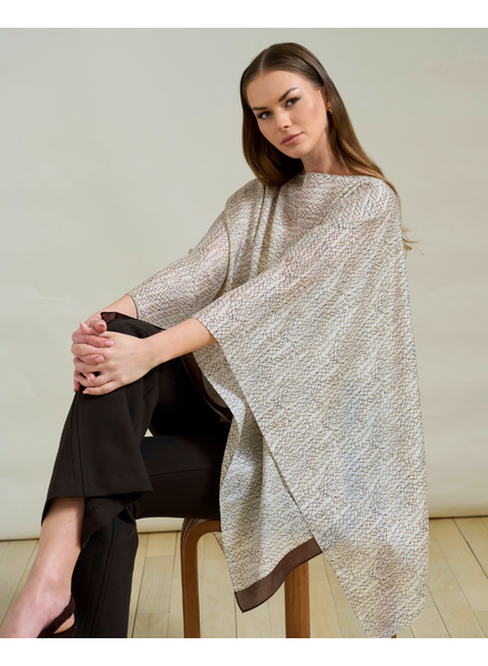 CASHMERE PRINTED PONCHO: SARATOGA: CHO