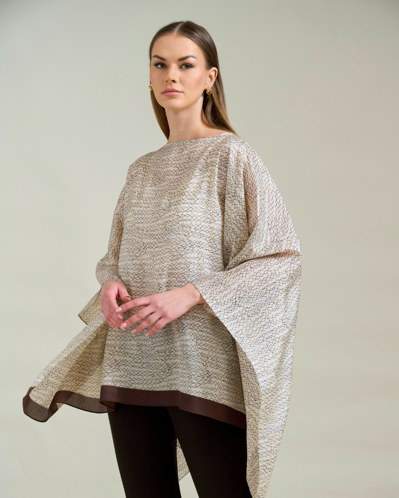 CASHMERE PRINTED PONCHO: SARATOGA: CHO
