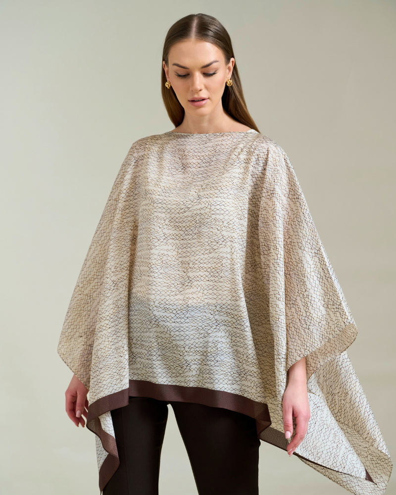 CASHMERE PRINTED PONCHO: SARATOGA: CHO