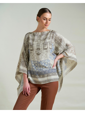 CASHMERE PRINTED PONCHO: SEVILLE: IVORY