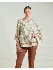 CASHMERE PRINTED PONCHO: WELLINGTON: BEIGE