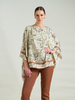 CASHMERE PRINTED PONCHO: WELLINGTON: BEIGE