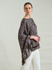 CASHMERE PRINTED PONCHO: WELLINGTON: CHOCOLATE