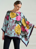 CASHMERE PRINTED PONCHO: SANREMO: BLUE