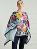 CASHMERE PRINTED PONCHO: SANREMO: BLUE